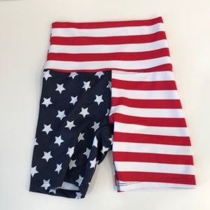NWT Beach Riot American Flag Bike Shorts